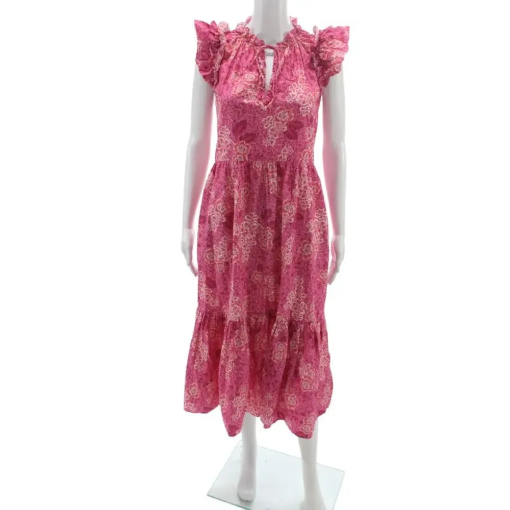 Generation Love Womens Maxi Sundress Pink Floral Cotton Tie Back Size M